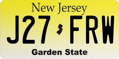 NJ license plate J27FRW