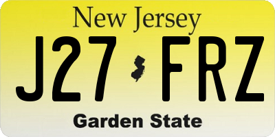 NJ license plate J27FRZ