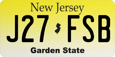 NJ license plate J27FSB