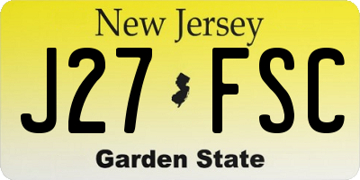 NJ license plate J27FSC