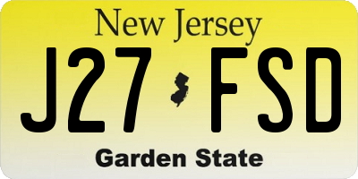 NJ license plate J27FSD