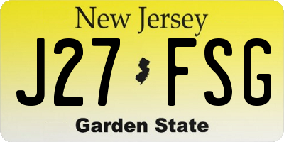 NJ license plate J27FSG