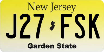 NJ license plate J27FSK