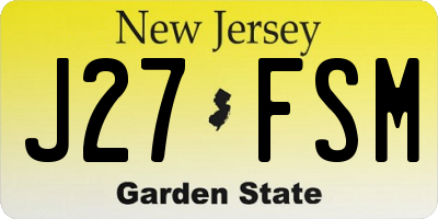 NJ license plate J27FSM