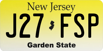 NJ license plate J27FSP