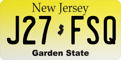 NJ license plate J27FSQ