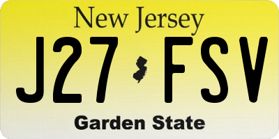 NJ license plate J27FSV