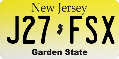 NJ license plate J27FSX