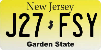 NJ license plate J27FSY