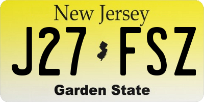 NJ license plate J27FSZ