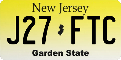 NJ license plate J27FTC