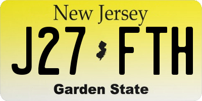 NJ license plate J27FTH