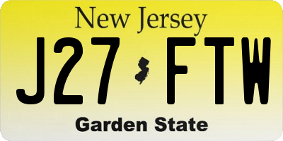 NJ license plate J27FTW