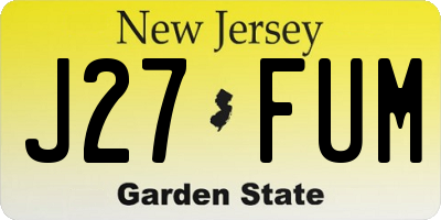 NJ license plate J27FUM