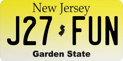 NJ license plate J27FUN