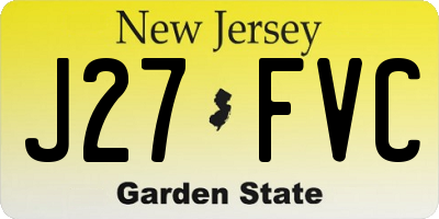 NJ license plate J27FVC