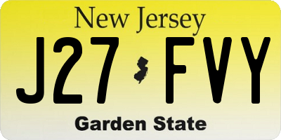 NJ license plate J27FVY
