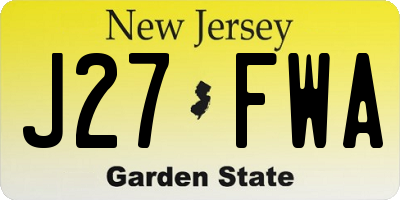 NJ license plate J27FWA