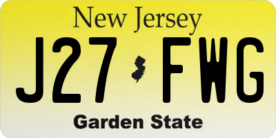 NJ license plate J27FWG