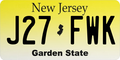 NJ license plate J27FWK
