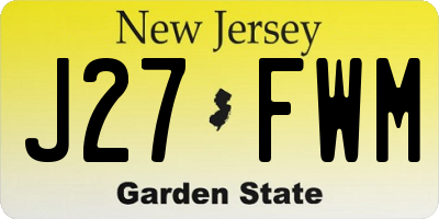 NJ license plate J27FWM