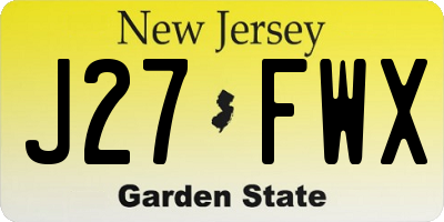 NJ license plate J27FWX