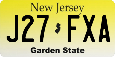 NJ license plate J27FXA