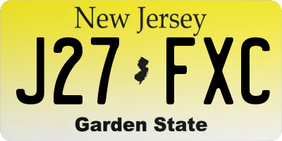 NJ license plate J27FXC