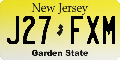 NJ license plate J27FXM