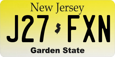 NJ license plate J27FXN