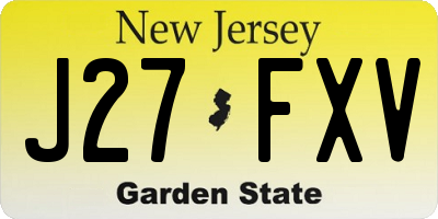 NJ license plate J27FXV