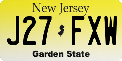 NJ license plate J27FXW