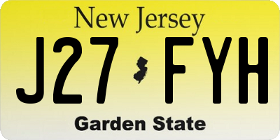 NJ license plate J27FYH