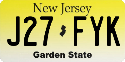 NJ license plate J27FYK
