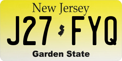 NJ license plate J27FYQ