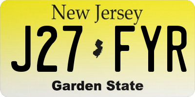 NJ license plate J27FYR