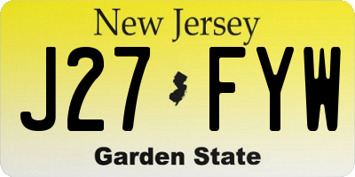 NJ license plate J27FYW