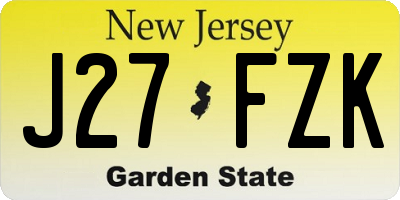 NJ license plate J27FZK