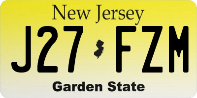 NJ license plate J27FZM