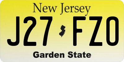 NJ license plate J27FZO