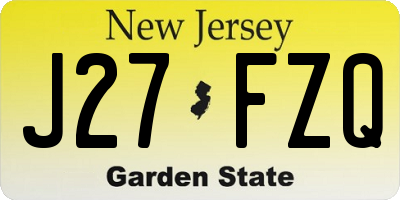 NJ license plate J27FZQ