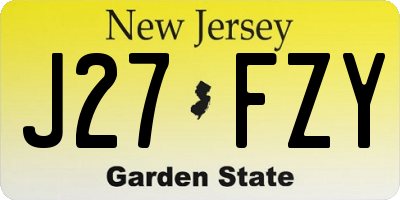 NJ license plate J27FZY