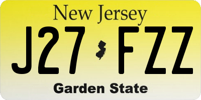 NJ license plate J27FZZ