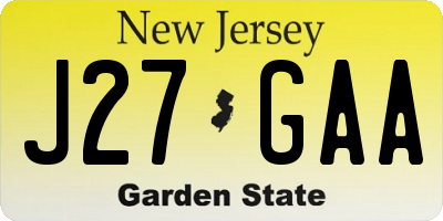 NJ license plate J27GAA