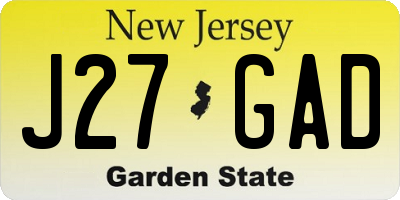 NJ license plate J27GAD