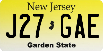 NJ license plate J27GAE