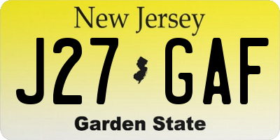 NJ license plate J27GAF