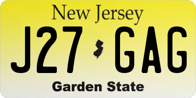 NJ license plate J27GAG