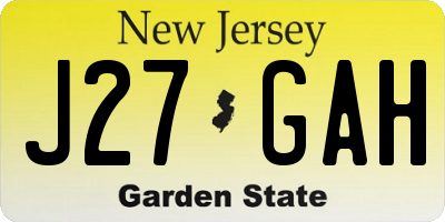 NJ license plate J27GAH