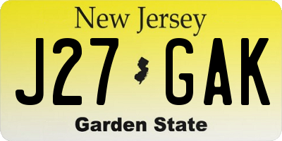 NJ license plate J27GAK